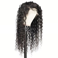 Pelucas de Cabello Humano Remy con Ondas de Agua 13x6, Sin Pegamento, para Peluca Frontal de Encaje, Pre-arrancada, Rizada Profunda Suelta, Encaje HD Completo, Negra, Hecha a Máquina
