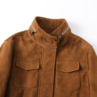 Veste en cuir à col montant Jancoco en gros pour l'hiver, manteau mi-long en daim véritable personnalisé pour femme