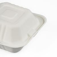Boîte à gâteau aux fruits jetable, boîte à burger biodégradable, emballage à emporter pour la restauration rapide, boîte à hot-dogs divisée en pulpe de bagasse de canne à sucre