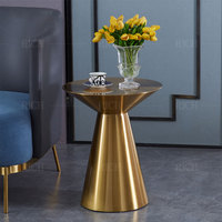 Table basse ronde moderne personnalisée de couleur fantaisie en acier inoxydable doré, tables d'appoint en métal, table basse ronde moderne brillante en forme de cercle