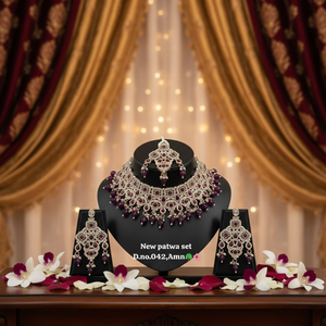 <b>Gold</b> Plated Brass Pearl Zircon Kundan Ethnic Bridal Jewelry <b>Set</b> Choker Necklace Drop Earrings Tikka Wedding Anniversary - Product Image 3