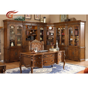 <strong>Solid</strong> <strong>Wood</strong> <strong>Bookcase</strong> with Desk A23 - Product Image 1