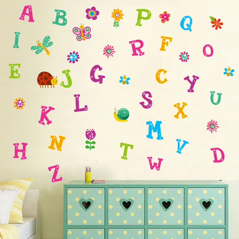 Animal Alphabet ABC Kids Wall Stickers Decals Peel and Stick Removable for Nursery Bedroom Living Room