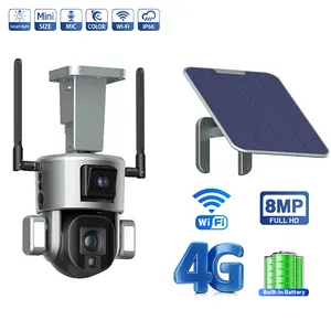 4MP المزدوج عدسة كاميرا متحركة PIR منخفضة الطاقة IP66 للماء في الهواء الطلق 4G Wifi إصدارات المهنة الأمن كاميرا الشمسية