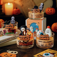 Bougie parfumée en cire de soja pour Halloween, faite à la main, dans un verre, décoration d'ambiance effrayante, ornement, cadeau de fête pour la décoration de la maison