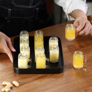 Petits pots Mason en verre transparent de 35 ml et 40 ml avec poignée, mini pots en verre avec couvercle à vis hermétique en métal pour la tequila - Product Image 5