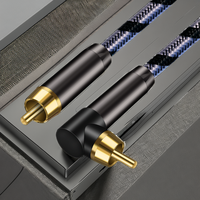 Câble audio RCA blindé double 2 m, connecteurs plaqués or à angle droit de 90 degrés, mâle-mâle, pour haut-parleurs coaxiaux de voiture et caisson de basses
