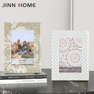 Jinn Home 5x7 lino Vintage motivo floreale cornice in resina nero bianco vetro glitterato <span class=keywords><strong>Base</strong></span> in legno 4x6 foto decorazione per la casa - Product Image 3
