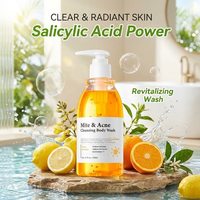 Nettoyant Corporel Liquide Rafraîchissant et Nourrissant à l'Extrait Végétal d'Acide Salicylique, 250ml, Flacon Pompe, Vente en Gros, OEM, ODM, Personnalisé