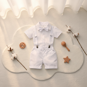 Nouveautés - Costume de baptême <span class=keywords><strong>blanc</strong></span> pour bébé d'été - <span class=keywords><strong>Ensemble</strong></span> de 4 pièces - 0-24 mois - Tenues de baptême pour bébé garçon - Baptême - Product Image 4