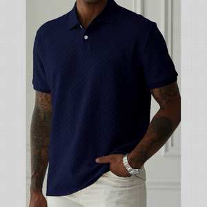 Polo en maille pour homme avec logo personnalisé, à carreaux Walf, manches courtes, texturé, décontracté, pour le golf, col polo, <span class=keywords><strong>t</strong></span>-shirt - Product Image 6