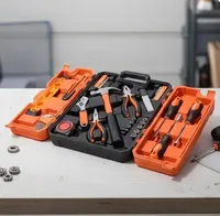 Ensemble d'outils mécaniques en acier inoxydable de qualité supérieure - 58 pièces - Kit de douilles SAE/métriques avec coffret rigide pour voitures américaines et australiennes - Utilisation en garage