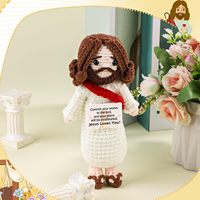 Poupée Jésus tricotée à la main avec carte cadeau au Crochet chrétien pour la foi Noël Pâques célébrations religieuses décor de vacances