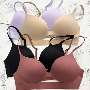 Ensemble soutien-gorge et culotte sans fil SUHE pour femme – Lingerie quotidienne confortable et sans coutures, sous-vêtements doux et lisses à bonnets lisses, vêtements intimes - Product Image 5