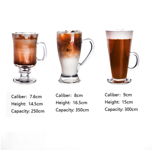 Tasses à café irlandais en <span class=keywords><strong>verre</strong></span> transparent avec anse et pied haut pour boissons chaudes/froides, design vintage, compatibles micro-ondes et lave-vaisselle - Product Image 2