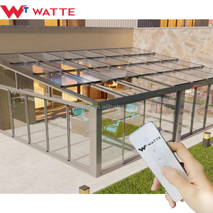 Pergola Piatta Personalizzata con Copertura Telescopica in Alluminio per Esterni, Balcone o Patio, Chiusura Intelligente in Vetro Elettrica Retrattile - Product Image 3