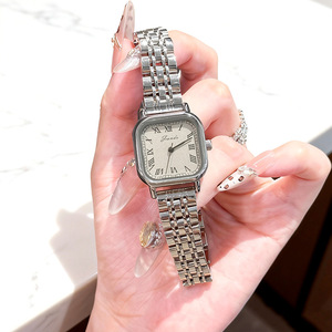 Reloj popular para mujer, reloj de cuarzo cuadrado único con correa de acero inoxidable - Product Image 1
