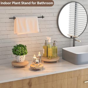 Solid Wood Round Tray Storage Stand Multi Layer Plant Display Rack For <b>Home</b> Decor - Product Image 4