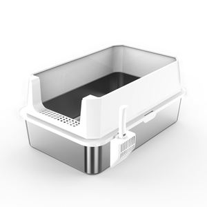 Confortável Easy Clean Anti-Tracking XXL <span class=keywords><strong>Litter</strong></span> <span class=keywords><strong>Box</strong></span> para Gatos Bandeja De Panela De <span class=keywords><strong>Litter</strong></span> De Aço Inoxidável Semi-Fechado Caixa De Lixo - Product Image 4