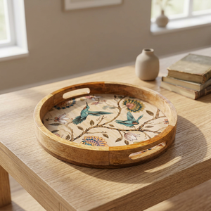 Nouveau plateau de service imprimé Art Déco avec poignée pour restaurant et mariage, plateau en bois en gros - Product Image 6
