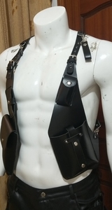 <span class=keywords><strong>Sac</strong></span> bandoulière rétro steampunk en cuir PU pour homme avec logo personnalisé, étui de téléphone réglable, sacoche harnais – Vente en gros - Product Image 6