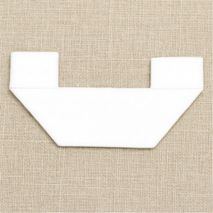 White Rectangle Woven Cloth Self-Adhesive Washable 3D Embossed Logo Clothing Label Ultrasonic Cut for Garment Bags Roll/Flag Use - Product Image 1
