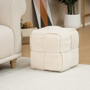 Bailey <span class=keywords><strong>Lamm</strong></span> Wolle Hocker 30cm Hoch Wohn zimmer Ottoman Bequeme Niedrige Sitz Cremige Dressing Bank Gehobene Make-up Stuhl - Product Image 1