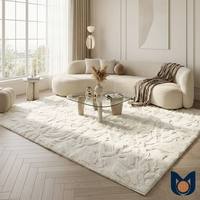 Tapis de sol en velours de coton jacquard OEM, épais et doux, en mousse à mémoire de forme, tapis géométrique texturé en peluche pour salon et chevet