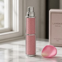 Atomiseur de parfum en cuir d'agneau 5 ml, rechargeable, portable, mini flacon de voyage, bouchon à vis, personnalisable, argenté, multi-usage