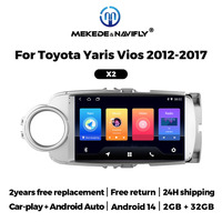 MEKEDE Android Auto Car Multimedia 4 cœurs 2+32 Go FM Car-play Autoradio Écran tactile IPS pour Toyota Yaris Vios 2012-2017 Argent