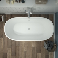 Baignoire spa VIRPOL moderne et simple en acrylique blanc, forme ovale, autoportante, bain à remous, 10 jets, drain central, panneau de commande informatisé