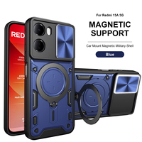 Coque de protection antichoc Lichicase avec anneau métallique et béquille coulissante pour caméra pour Redmi 17C K100 Pro Max
