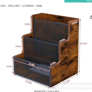 Wooden Vinyl <b>Record</b> Holder Iron Wood Combination Tiered Shelf For CD Album Storage Home Decor - Product Image 4