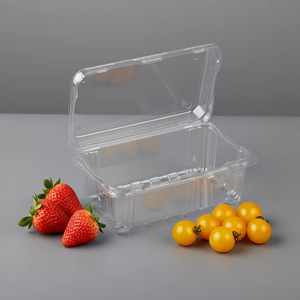 Envase de Plástico Rectangular Desechable al por Mayor de 400g para Fresas, Contenedor de PET Tipo Concha con Orificios de Ventilación para Frutas - Product Image 4