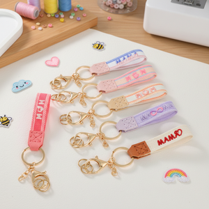 <span class=keywords><strong>Llaveros</strong></span> Tejidos <span class=keywords><strong>a</strong></span> <span class=keywords><strong>Mano</strong></span> con Logotipo Personalizado, Letras Bordadas en <span class=keywords><strong>Tela</strong></span>, Llavero para Mujer, Accesorios para el Dí<span class=keywords><strong>a</strong></span> <span class=keywords><strong>de</strong></span> la Madre, Llavero para Teléfono - Product Image 3