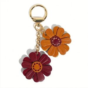 Elegant Design Flower Keychain Classic PU Leather Floral Bag <b>Charm</b> Creative New KeyChain Bag Pendant Purse <b>Keyring</b> - Product Image 1