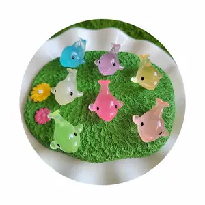 100Pcs/Lot Lovely Luminous Dolphins Miniature Figurines Kawaii Cartoon Animal Ornaments For Landscape Home Fairy Garden Decor