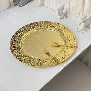 Élégantes Assiettes de Présentation Noires de Luxe en <span class=keywords><strong>Plastique</strong></span>, Décor Personnalisé pour Mariage, Bordure Argentée ou Or Rose, Nappe de Table Blanche pour Événement - Product Image 6