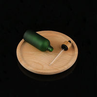 Flacons compte-gouttes en verre givré vert pour cosmétiques en bambou, contenants d'emballage pour huiles essentielles, 10 ml, 15 ml, 30 ml, 50 ml, 100 ml
