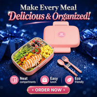 Meilleure vente Boîte à lunch bento en fibre de paille de blé biodégradable réutilisable et étanche à 5 compartiments avec cuillère et fourchette