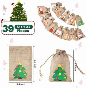 Sac cadeau en jute et lin réutilisable, écologique, pas cher, avec cordon de serrage et logo personnalisé - Product Image 4