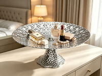 Support de plateau en métal texturé martelé, plateau de présentation multi-usages pour desserts, bijoux, décoration de table de mariage ou de fête