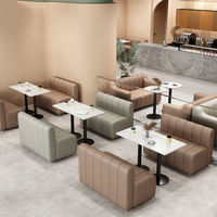 Mobilier de restaurant Booth Sièges Canapé Café Table et chaises Ensemble Table en bois moderne Abri en bois Cabine de salle à manger