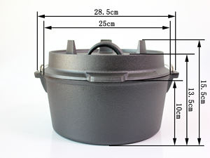 Olla para hoguera de hierro fundido presazonada de tamaño completo, plato para asar, Horno Holandés para exteriores con elevador de tapa - Product Image 3