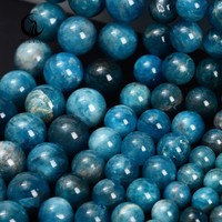 Perles d'apatite bleue naturelle Zhe Ying 6 mm 8 mm 10 mm, niveau 2, pour la fabrication de bracelets