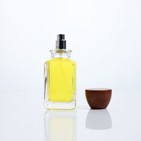 Bouteille de parfum en verre carrée classique bouchon en bois 30ml 50ml 100ml diffuseur de pulvérisation rechargeable en vrac disponible