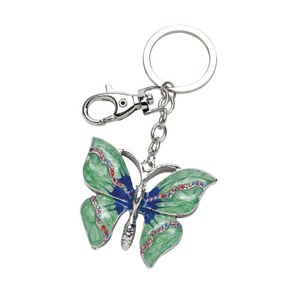 Portachiavi con cristalli a forma di farfalla, design elegante, senza scatola - Product Image 1