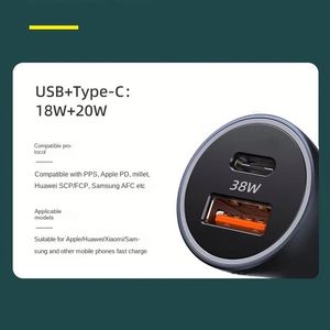 ที่ชาร์จในรถยนต์แบบเร็วพิเศษ 38W รุ่น Metal Super Fast Mini พร้อมอะแดปเตอร์ที่จุดบุหรี่แบบซ่อน และพอร์ต USB-C สำหรับ iPhone/Samsung 15 16 17 PRO MAX - Product Image 4