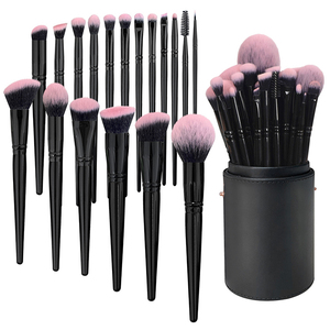 Ensemble de 18 pinceaux de maquillage personnalisables noir violet pour le visage, les yeux et les lèvres pour l'application de poudre de fard à paupières à <span class=keywords><strong>la</strong></span> mode - Product Image 1