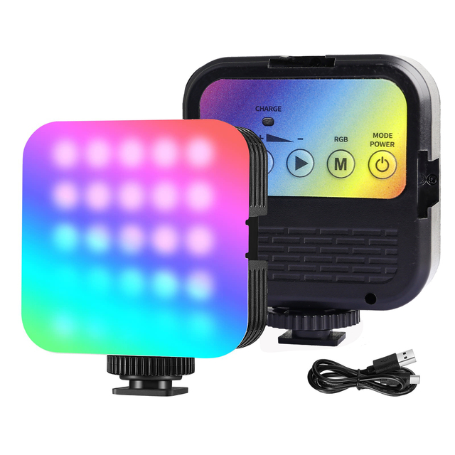 RGB Camera Light Dimmable LED Video Photography Panel Fill Light 360 Full Color Mini Rechargeable on Camera Lamp for YouTube